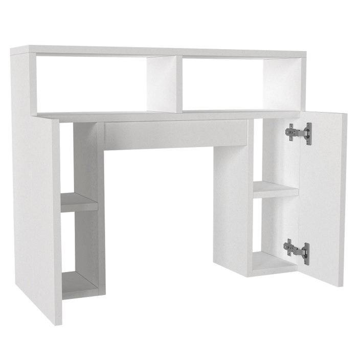Hanah Home Geronimo Armario de Baño Blanco Estilo Escandinavo Duradero con Amplio Almacenamiento para Artículos de Tocador y Toallas - 76.2x19.5x60.8cm